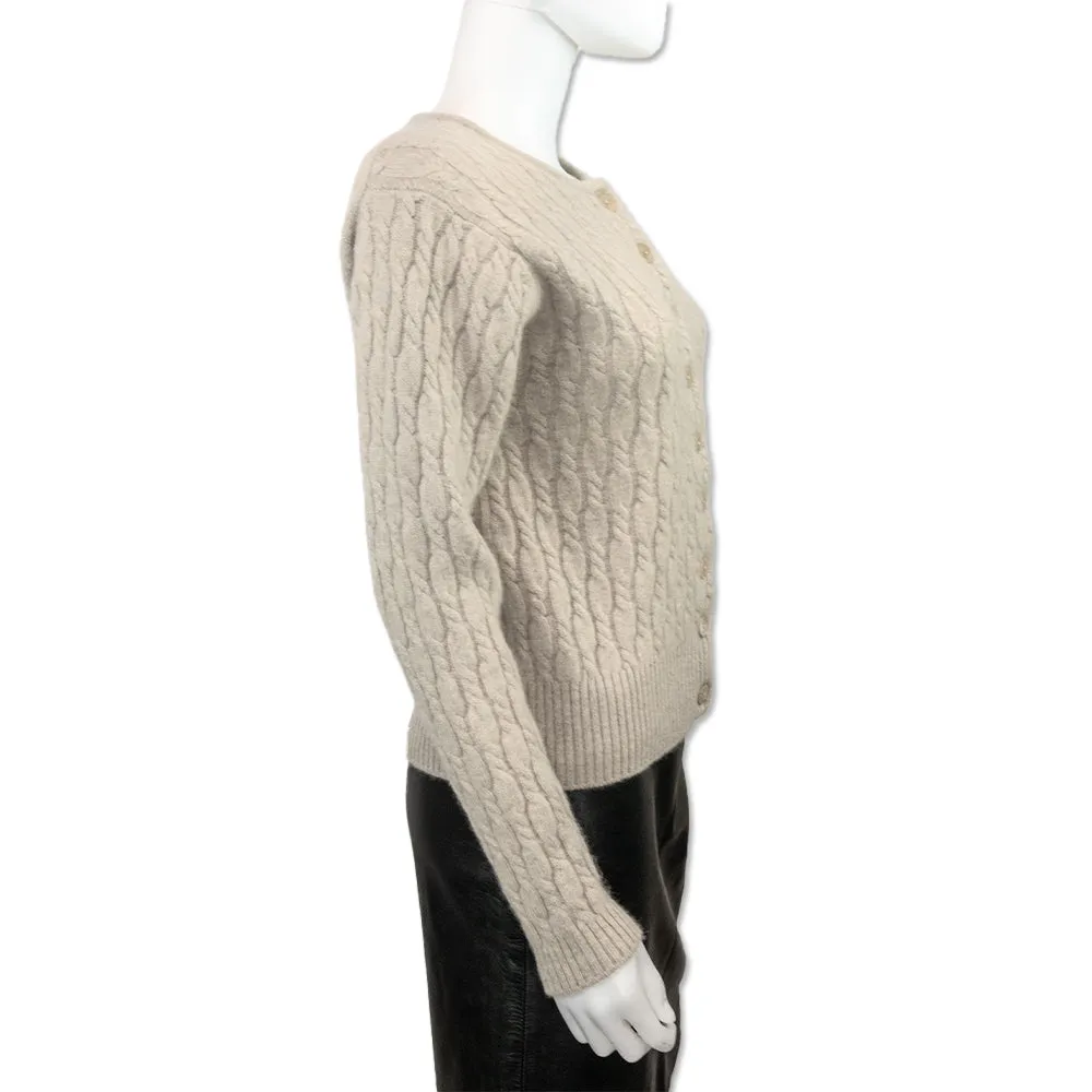 Fendi Beige Cashmere Cable Knit Cardigan