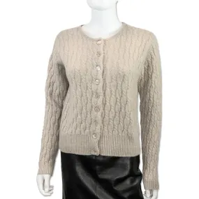 Fendi Beige Cashmere Cable Knit Cardigan