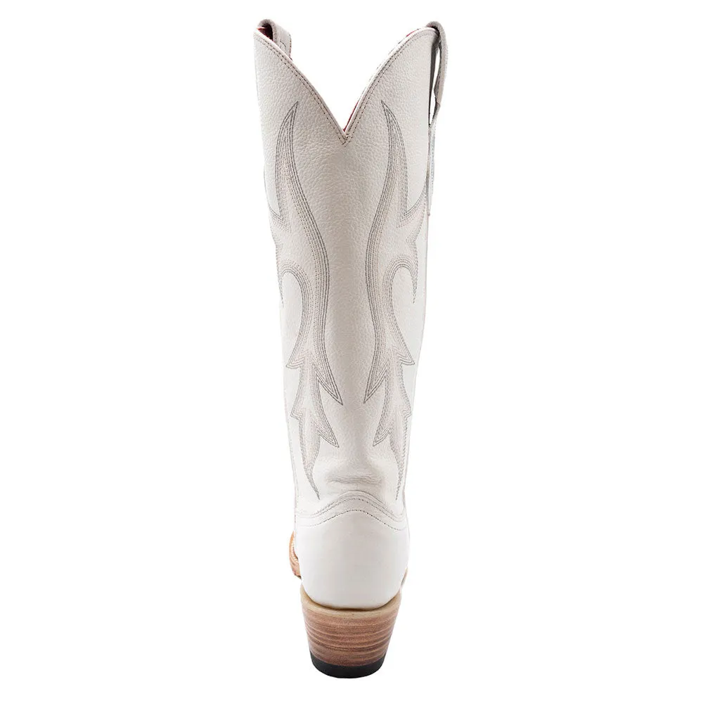 Ferrini Scarlett White Full Grain Leather Western Snipped Toe Dress Boots