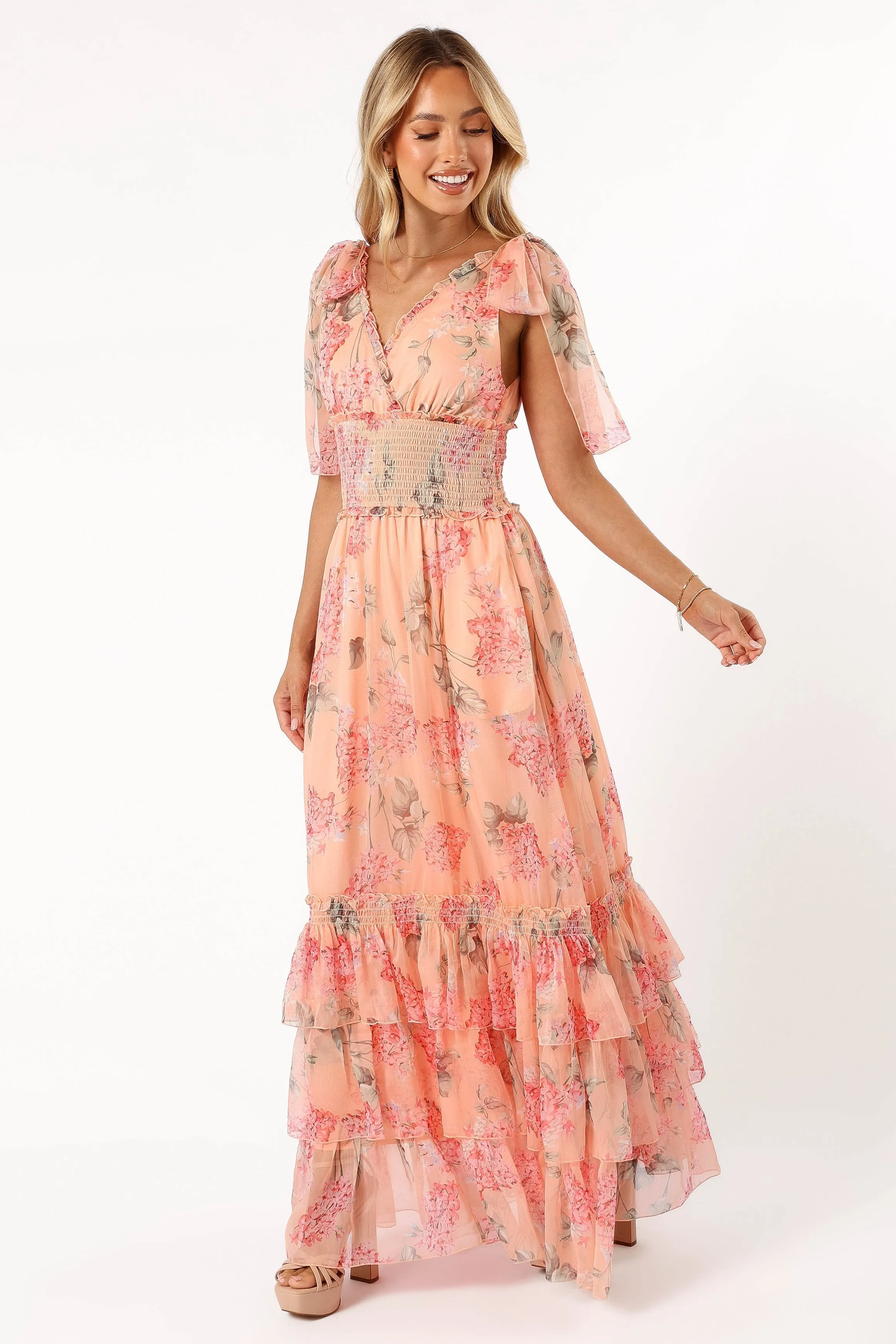 Fionna Maxi Dress - Peach Floral