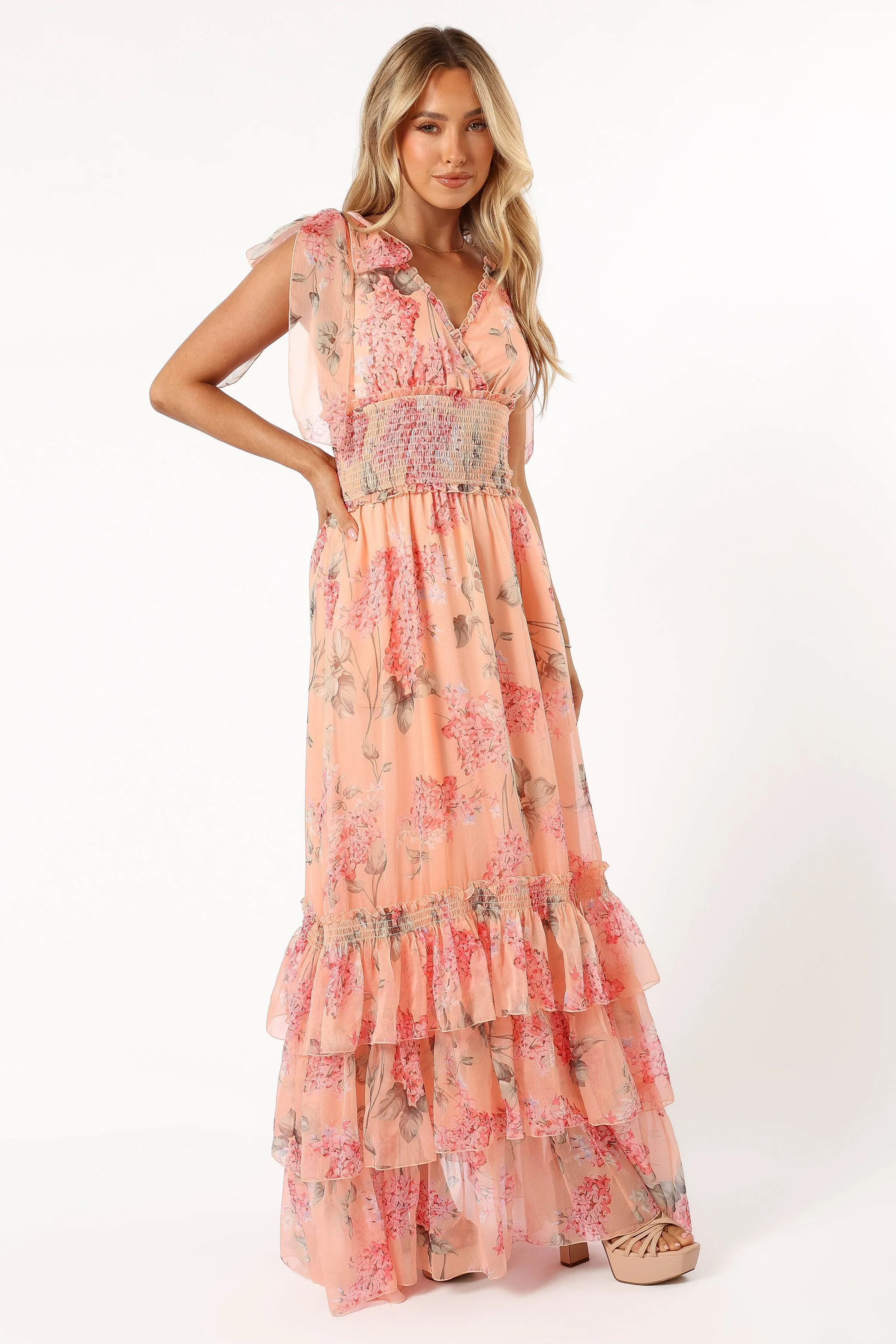 Fionna Maxi Dress - Peach Floral