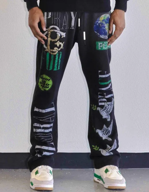 FIRST ROW MEN GLOBAL PEACE STACKED JOGGER