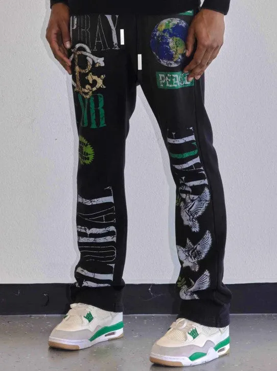 FIRST ROW MEN GLOBAL PEACE STACKED JOGGER