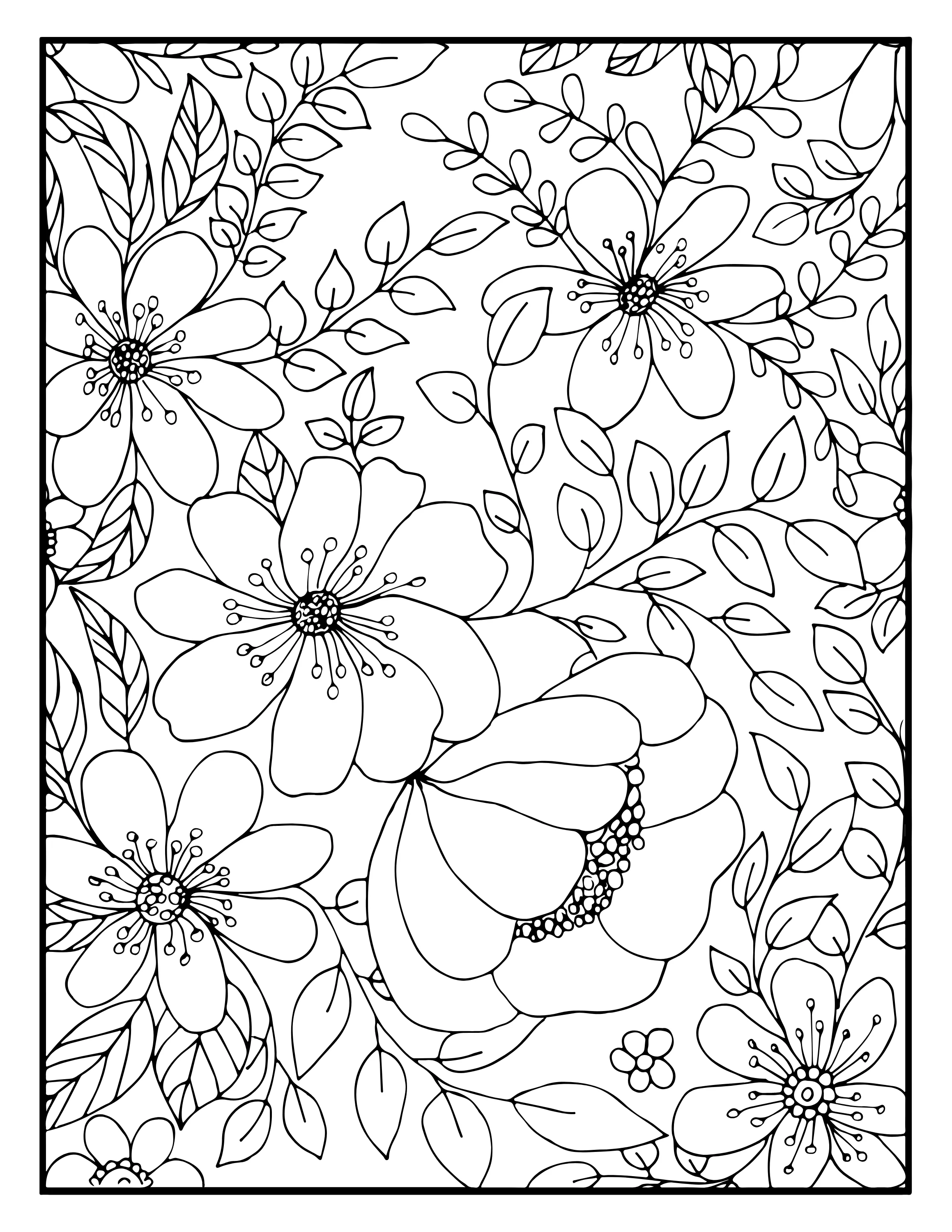 Flower Magic: Beautiful Digital Coloring Book PDF for All Ages