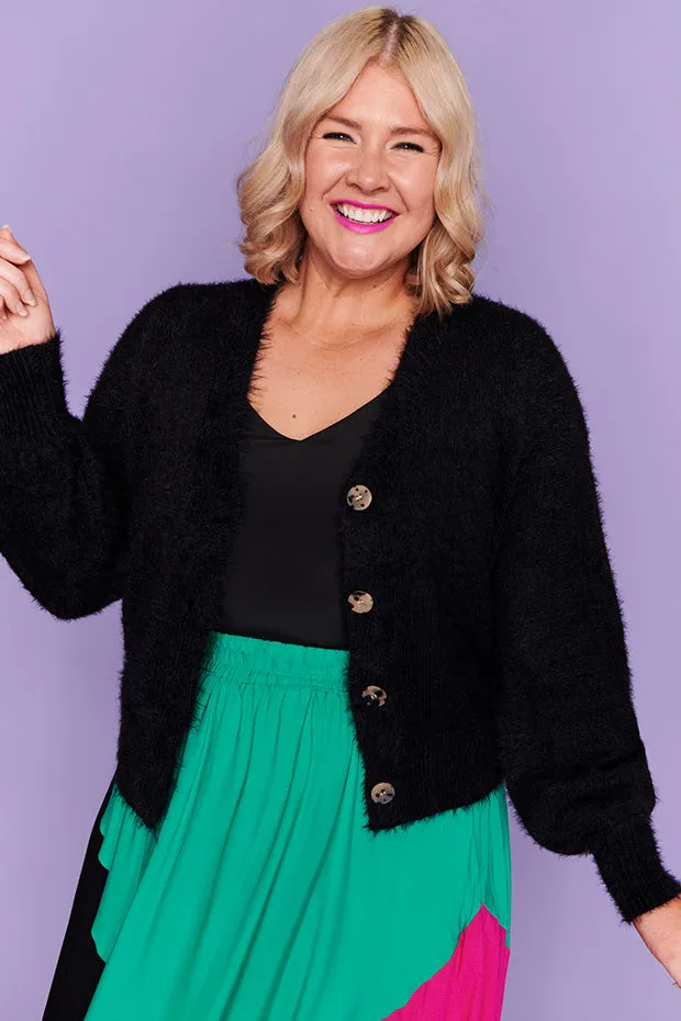 Fluffy Black Cardi