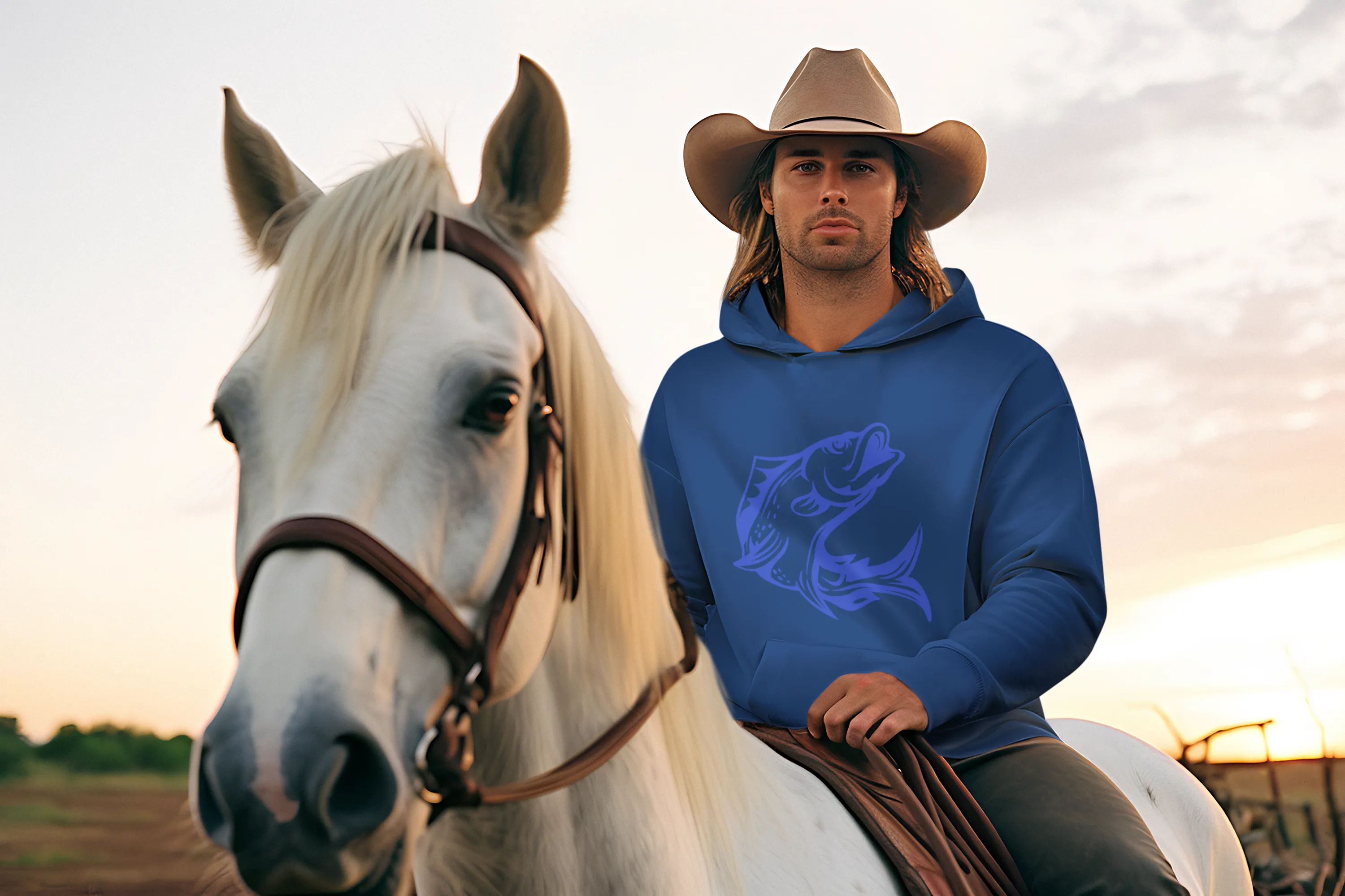 Fly fishing fleece pullover hoodie