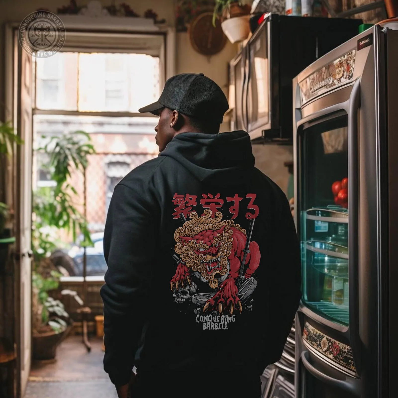 Foo Dog V2 - on Black Pullover Hoodie