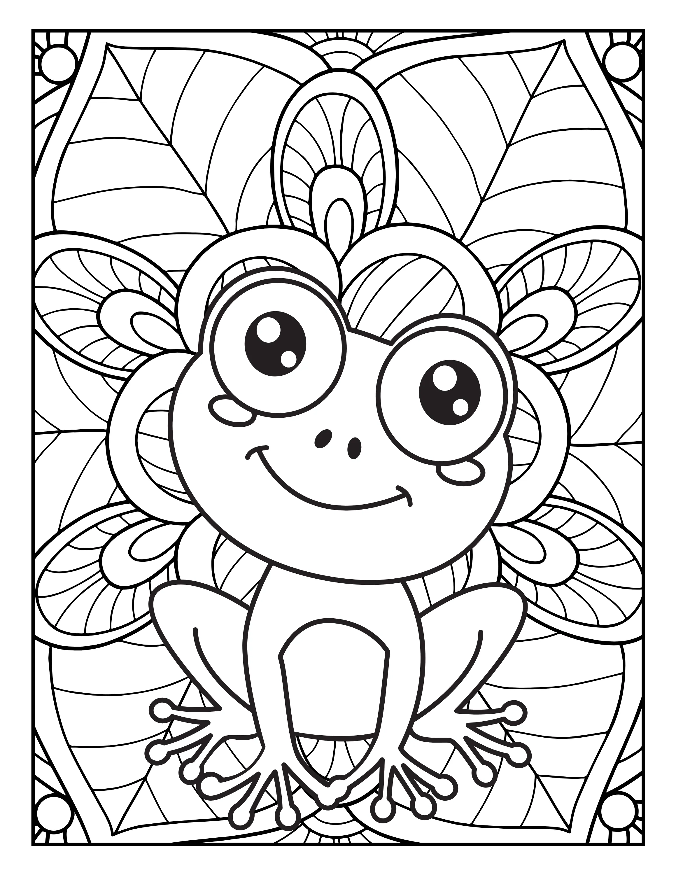 Frog Flower Magic: Adult Coloring Book Pages Printable, Digital Coloring Book PDF for All Ages