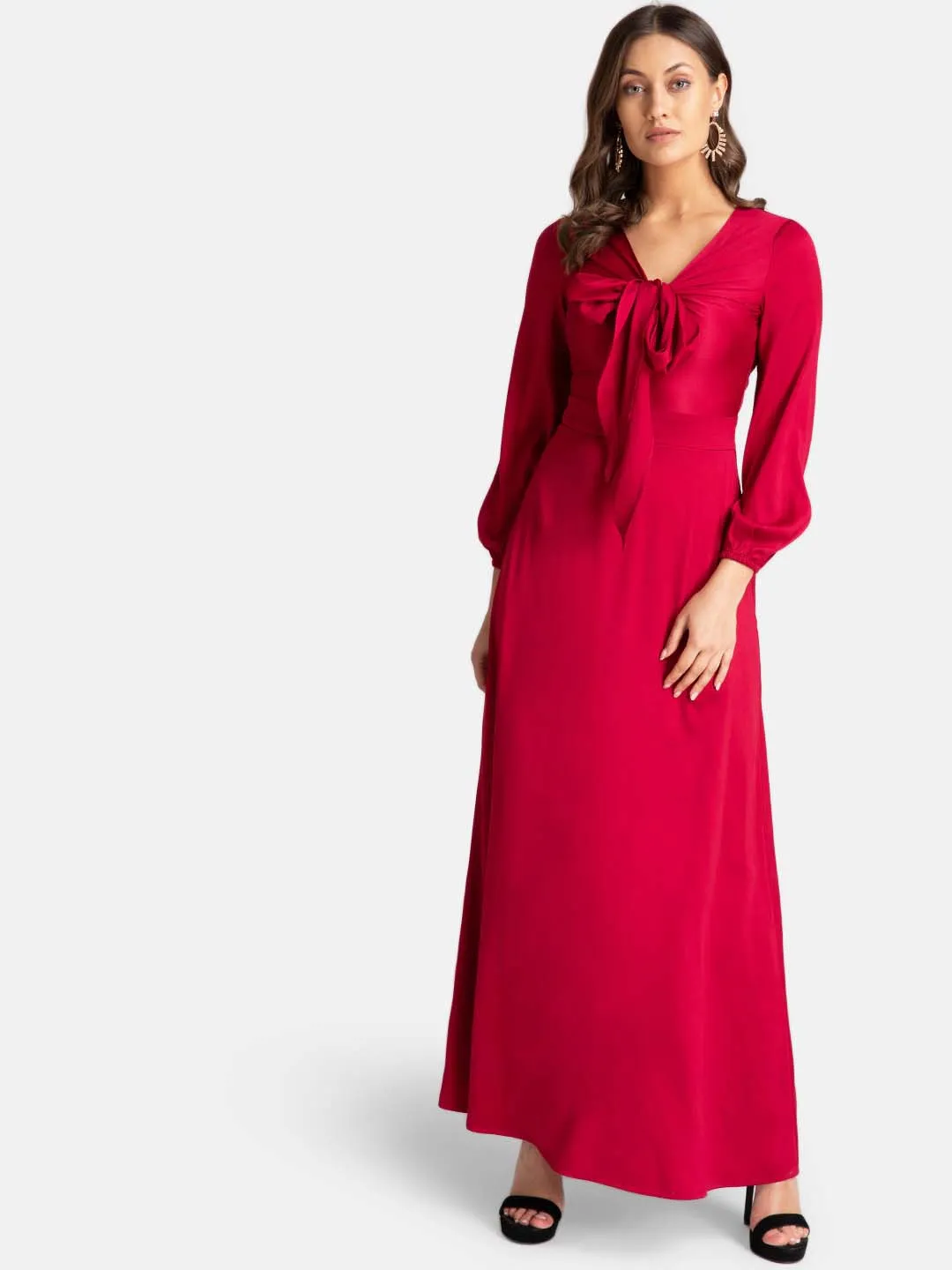 Front Self Tie Knot Maxi Dress