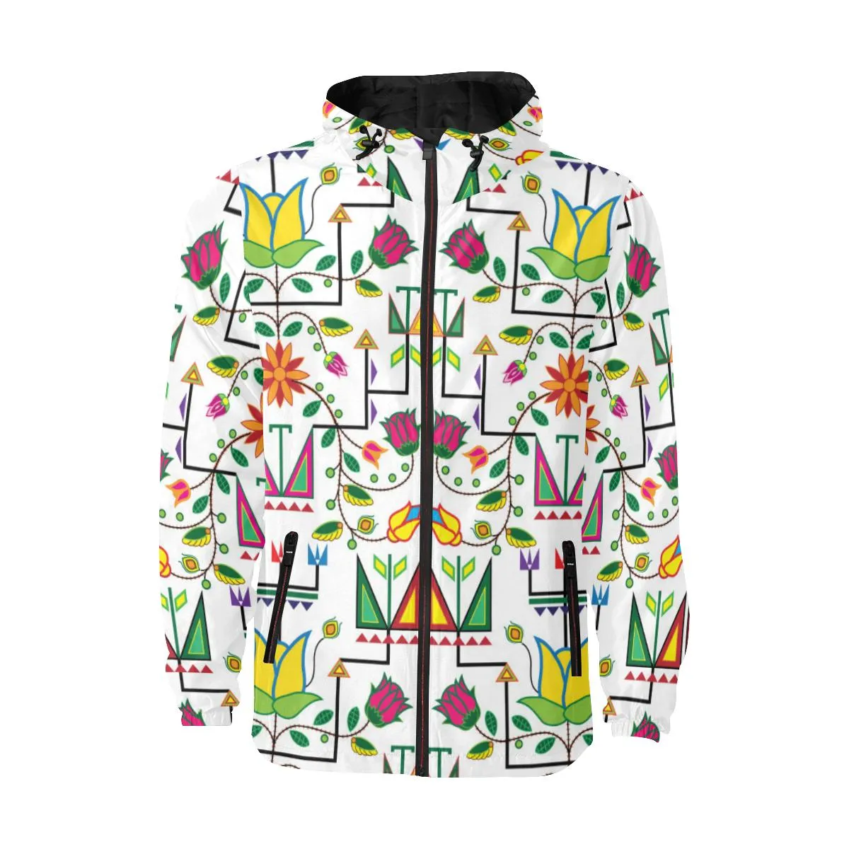 Geometric Floral Summer - White Unisex Quilted Coat