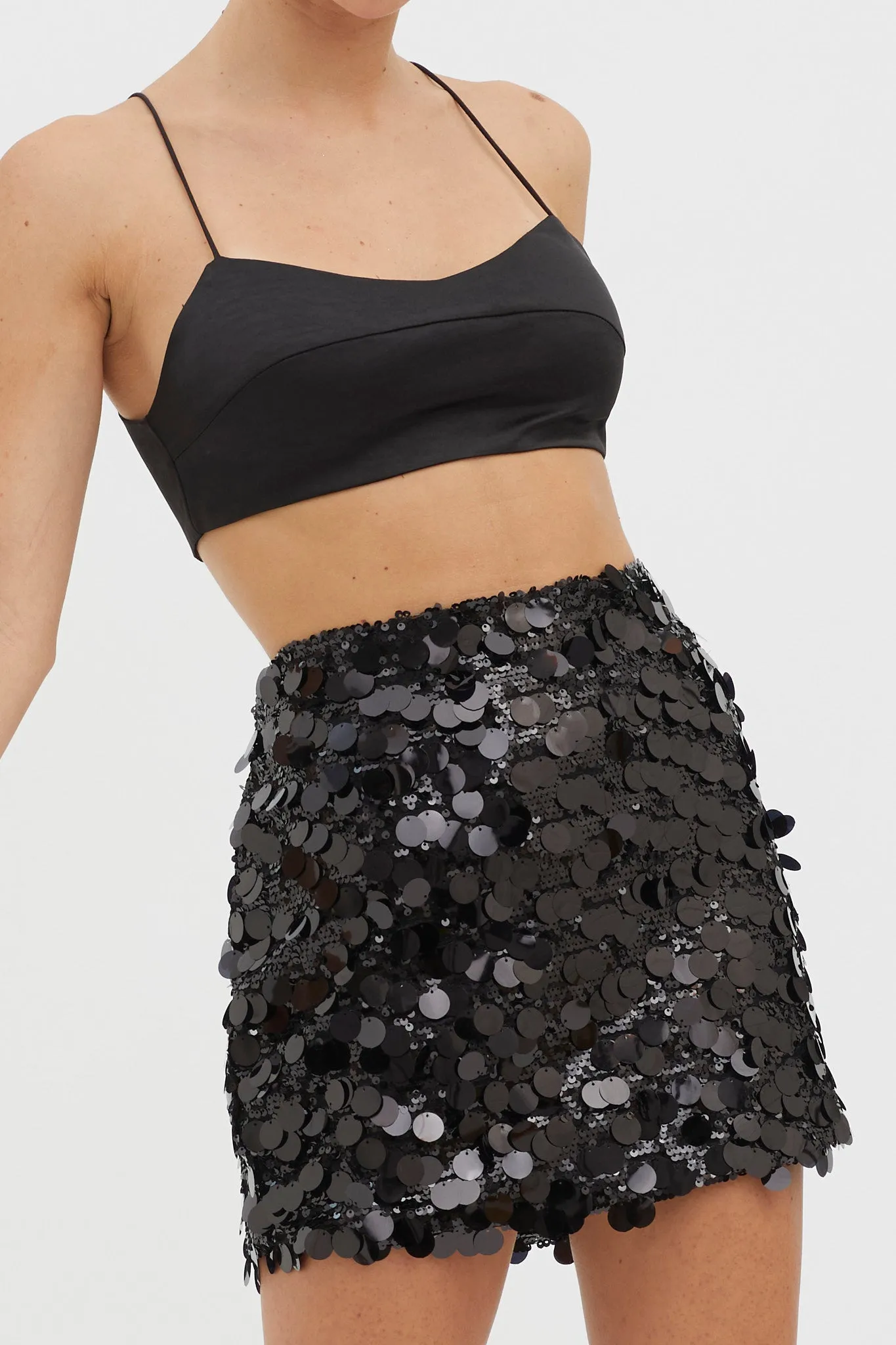 Gin Fizz Sequin Mini Skirt Black