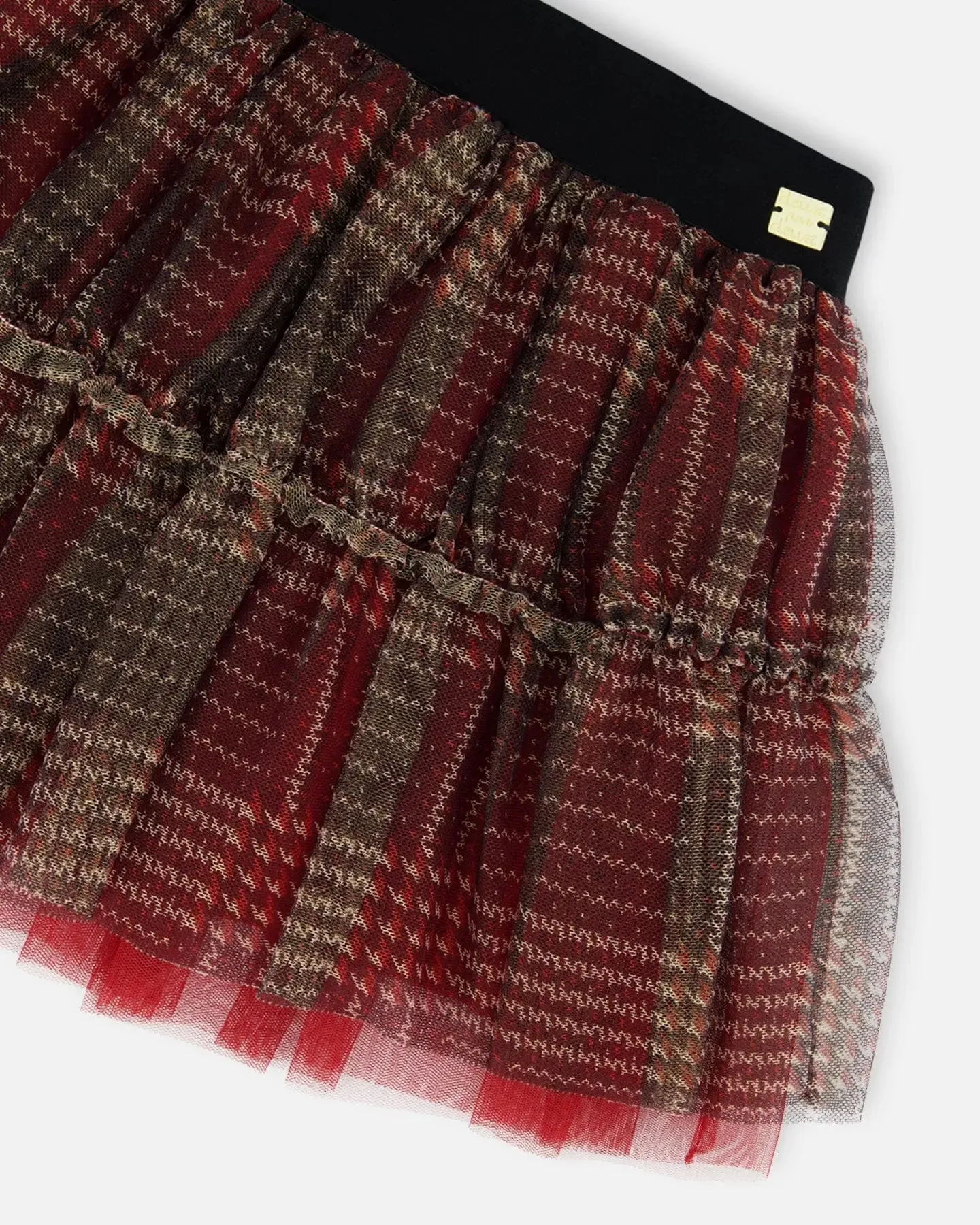 Glittering Tulle Skirt Red Plaid