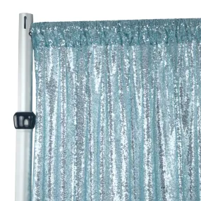 Glitz Sequin Mesh Net 12ft H x 52" W Drape/Backdrop panel - Baby Blue