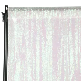 Glitz Sequin Mesh Net 12ft H x 52" W Drape/Backdrop panel - Iridescent White