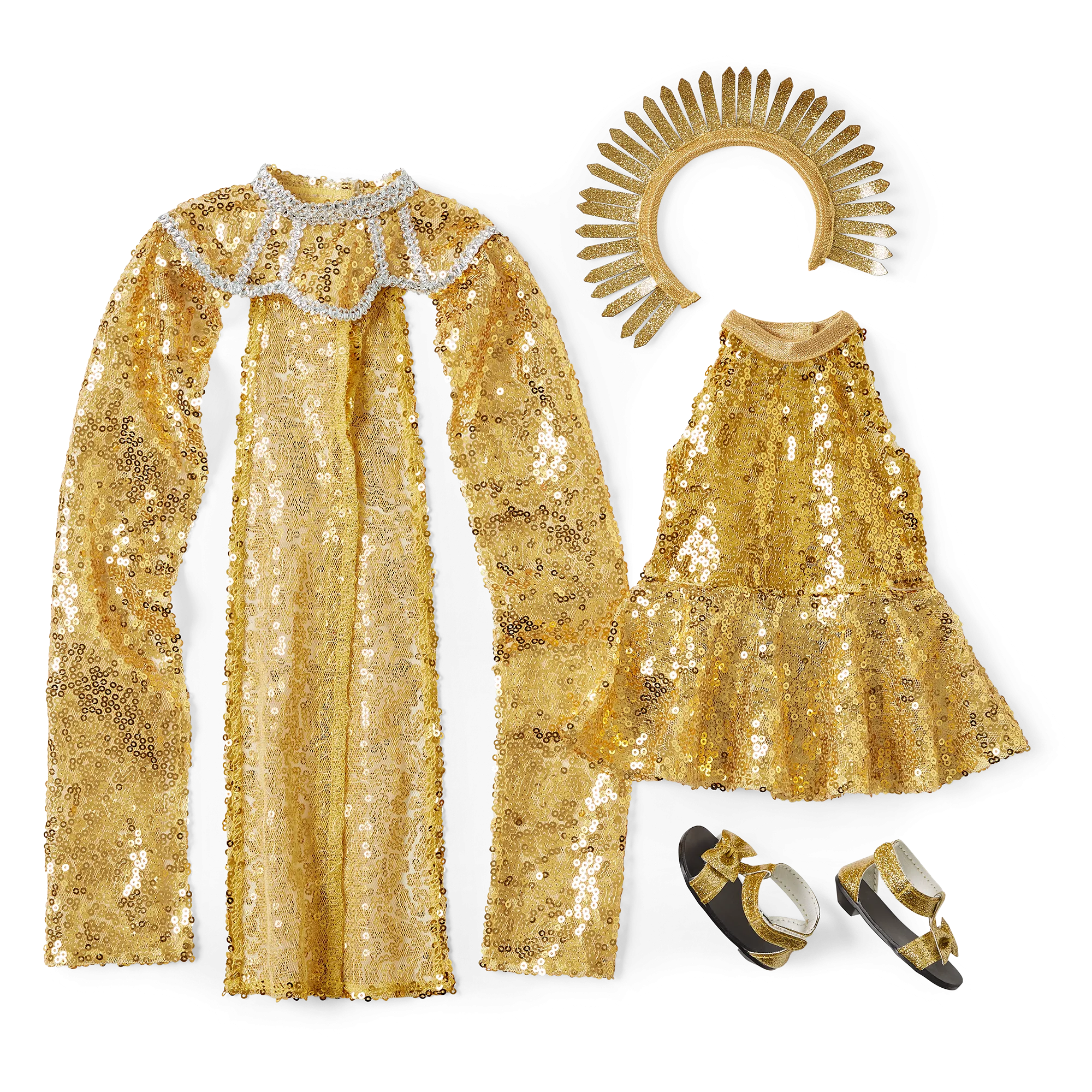 Glitzy Sequin Gown & Capelet Outfit for 18-inch Dolls