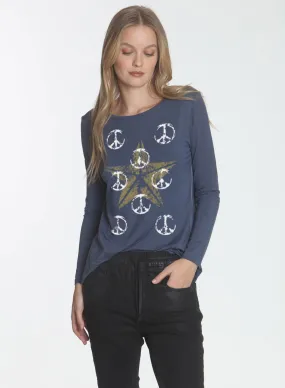 Graphic Riley LS Tee - Cadett Star Peaceful