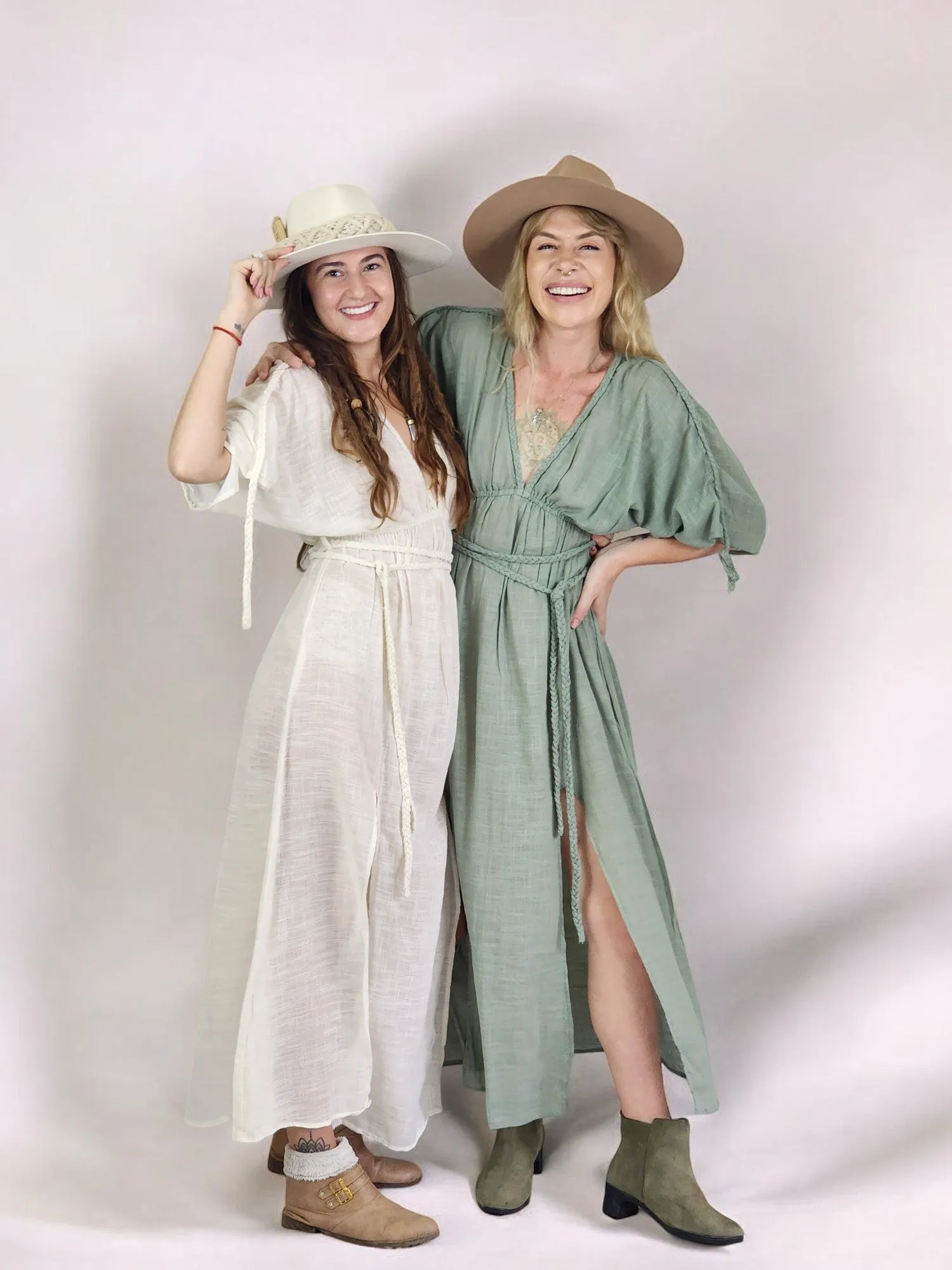 Green Sage Organic Cotton Rope Goddess Maxi Dress