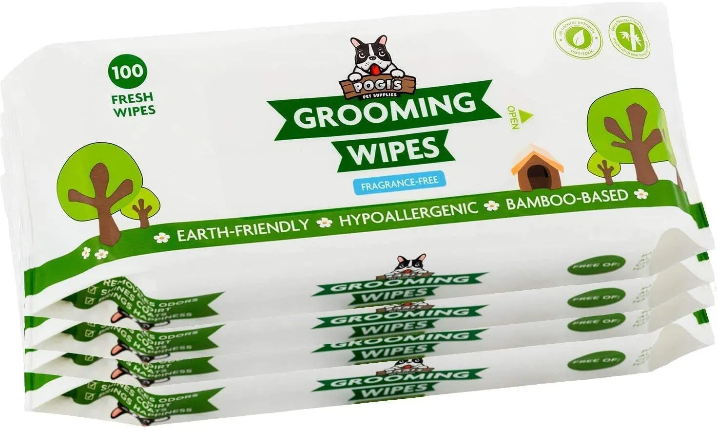 Grooming Wipes - Hypoallergenic Pet Wipes for Dogs & Cats - Plant-Based, Earth-Friendly, Deodorizing