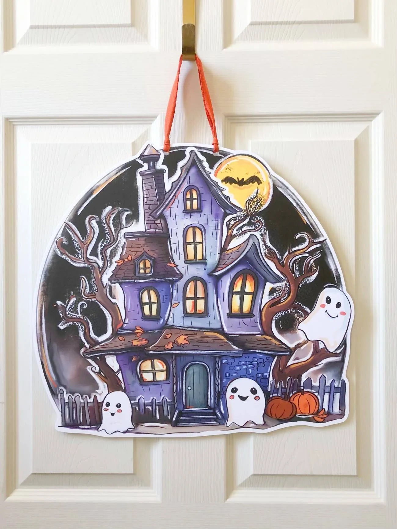 Halloween Haunted House Door Hanger Cute Ghost Fall Decor