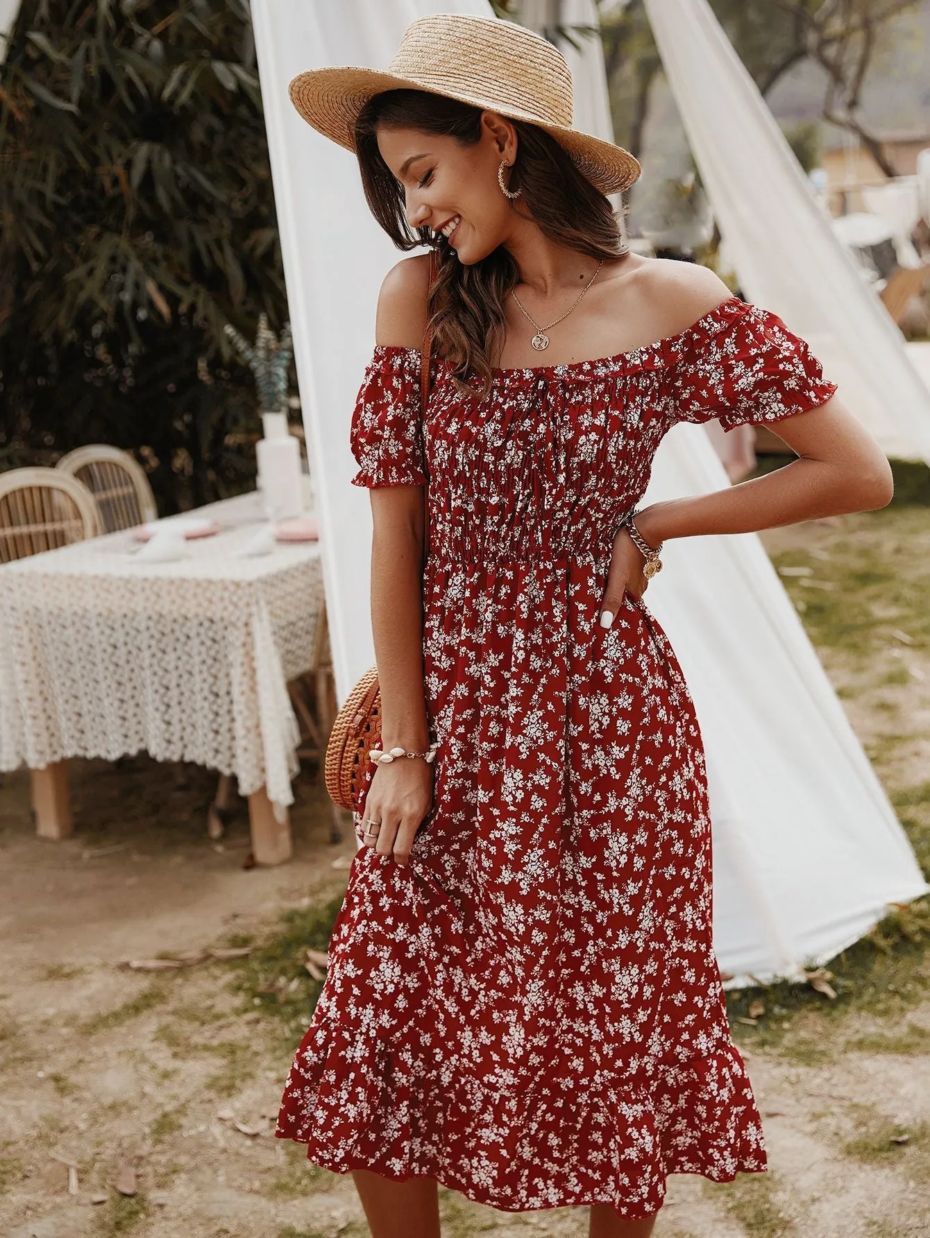 Hayes Floral Off The Shoulder Maxi Dress