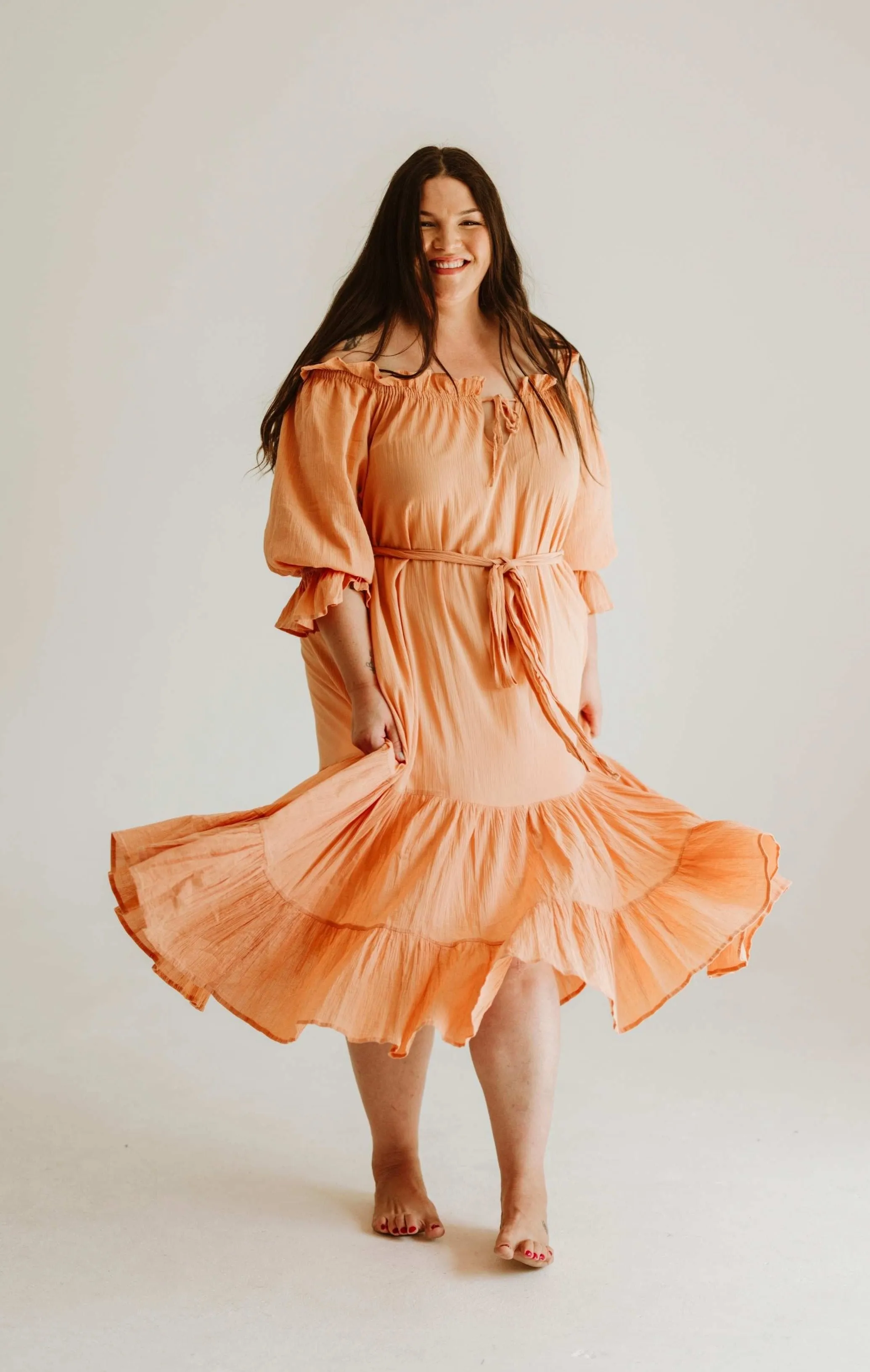 Hazel & Folk Emmaline Maxi Gown - Toasted Peach