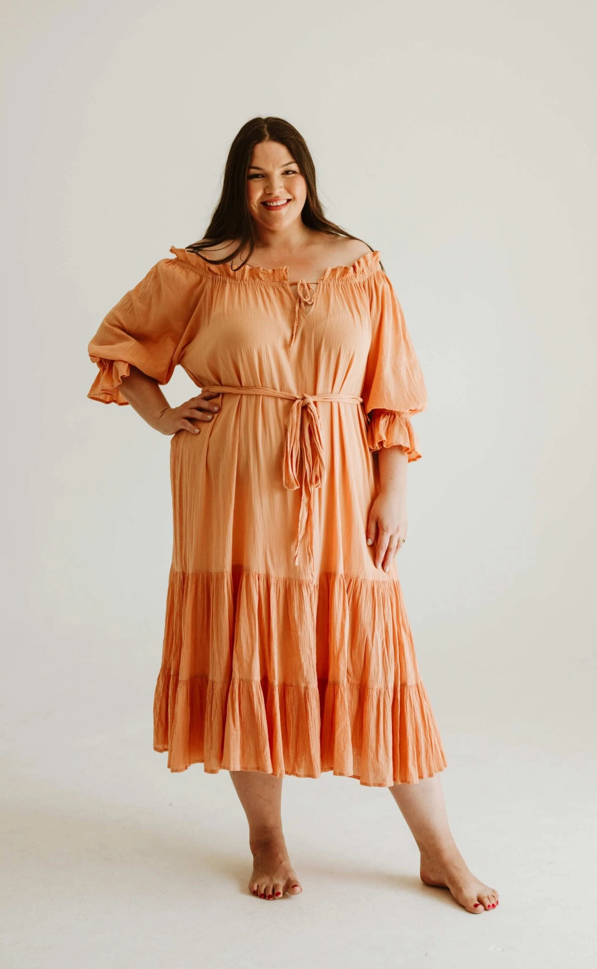 Hazel & Folk Emmaline Maxi Gown - Toasted Peach