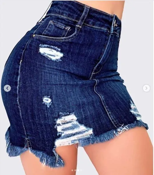 High Waist Ripped Denim Jeans Mini Skirt - Culture Heaven Special