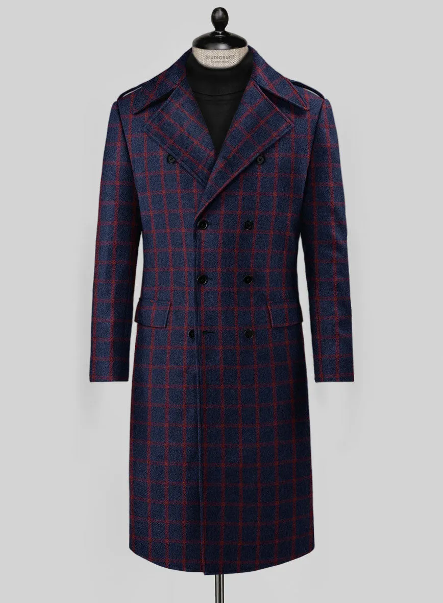 Highlander Heavy Blue Check Tweed GQ Overcoat