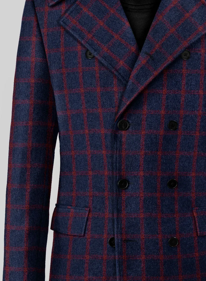 Highlander Heavy Blue Check Tweed GQ Overcoat