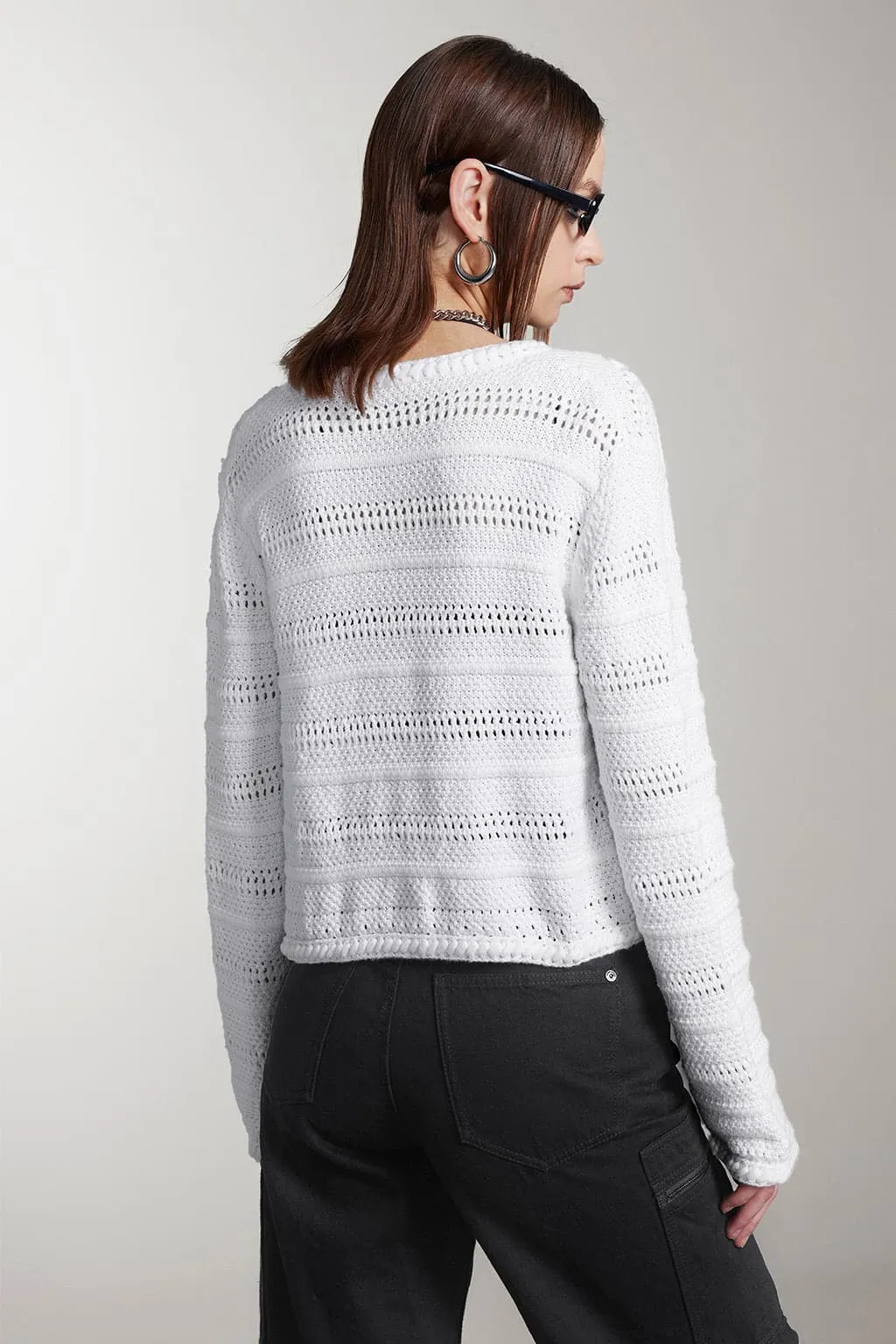 Hollow Design Knit Cardigan