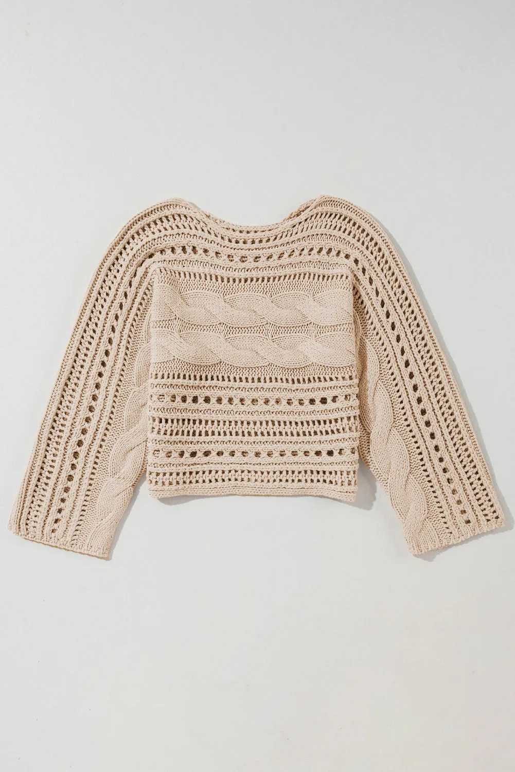 Hollowed Cable Knit Crop Sweater