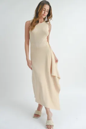 Hot Girl Classic Flow Asymmetrical Maxi Dress In Cream