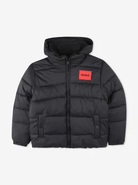 Hugo Boys Logo Puffer Jacket in Black