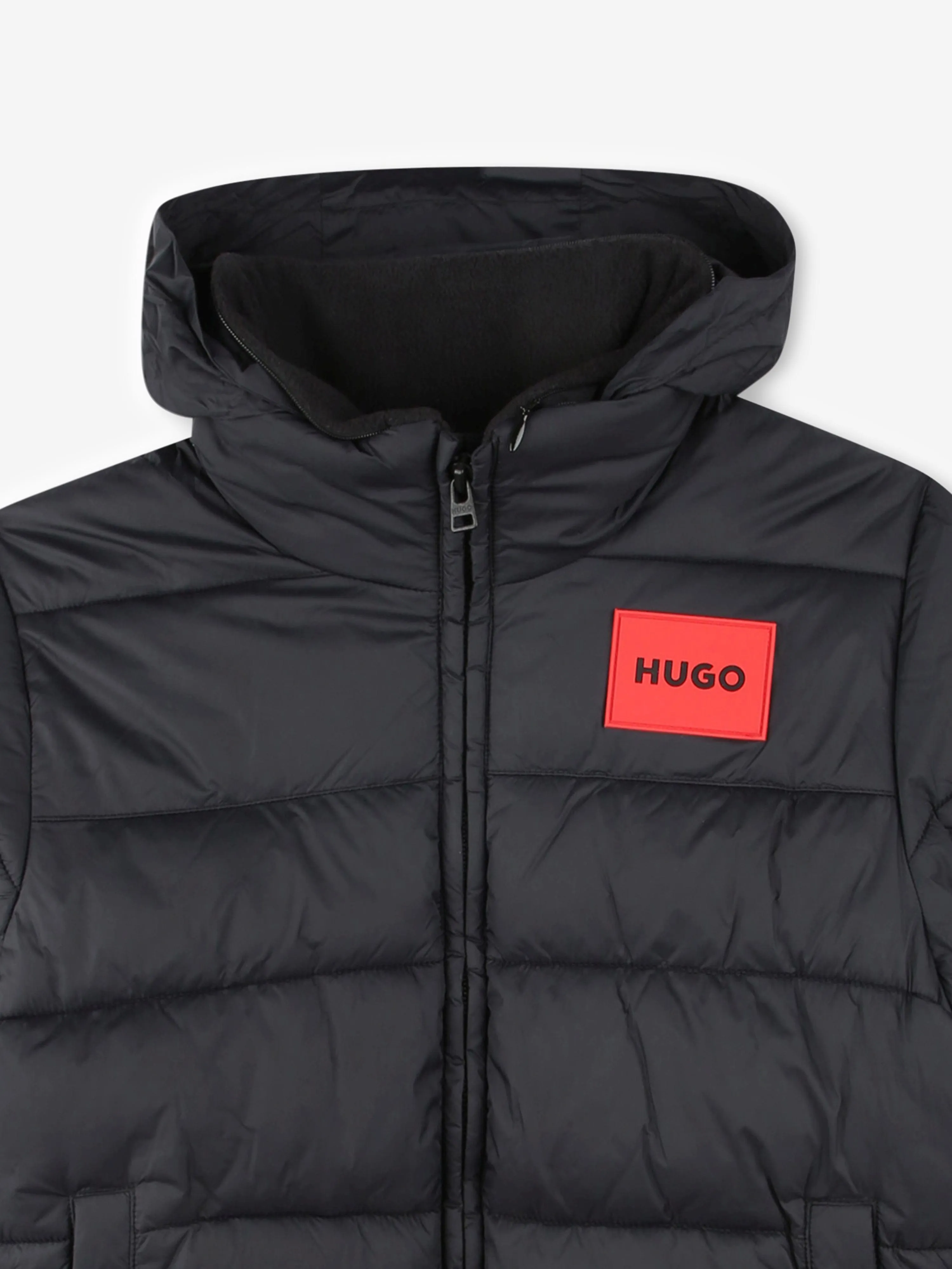 Hugo Boys Logo Puffer Jacket in Black