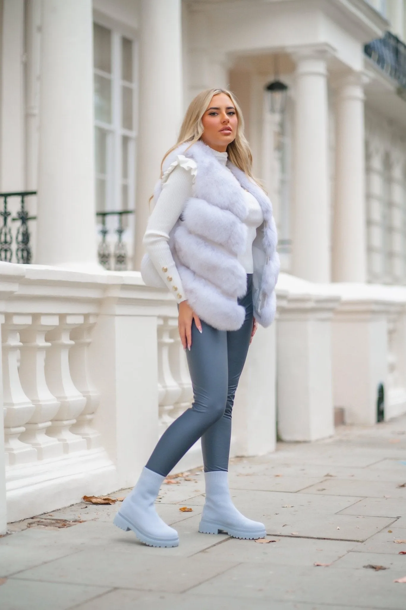 Ice Grey Luxury Fur 4 Row Gilet