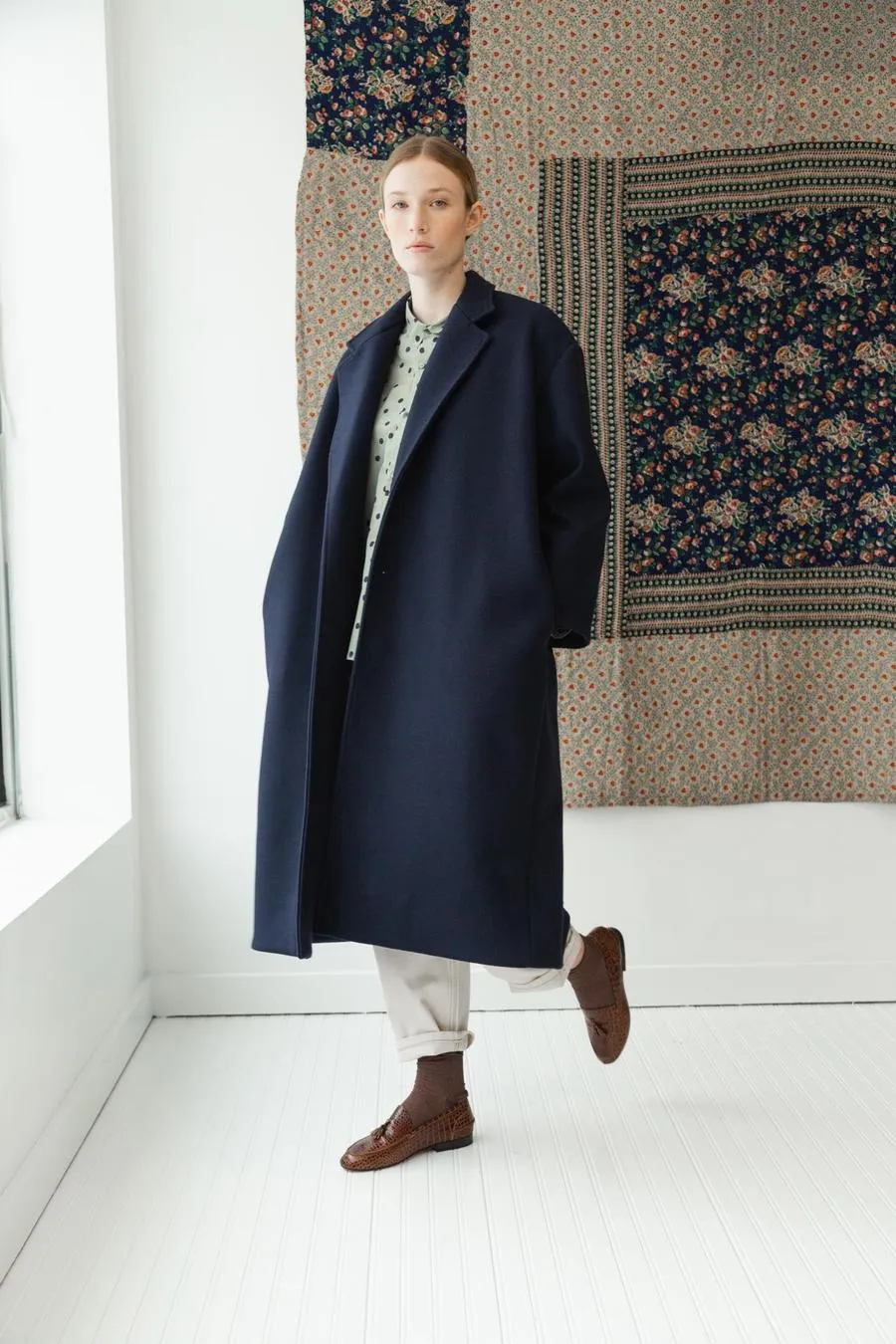 Ina Coat, Navy Melton Wool