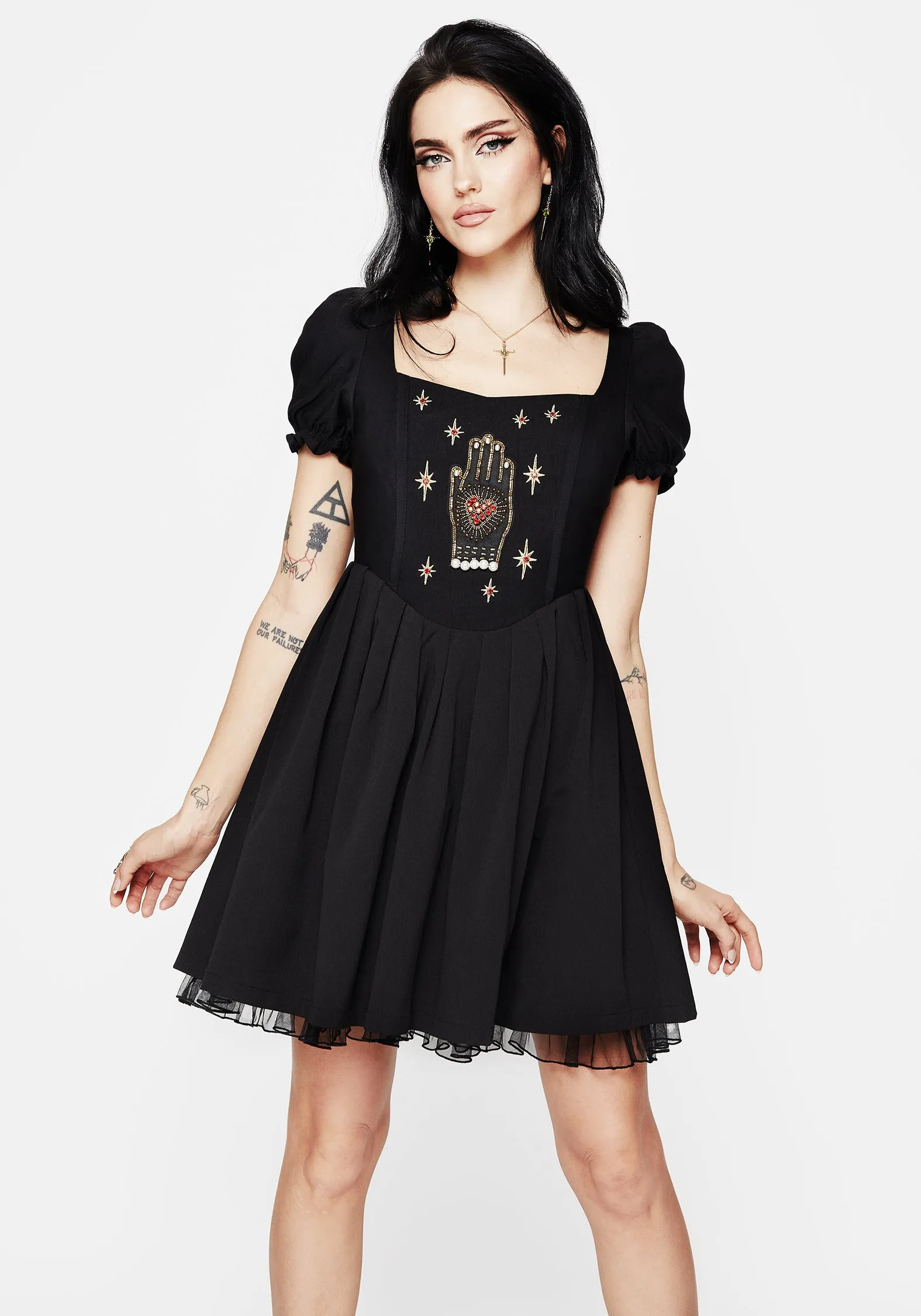 Ingrid Embroidered Applique Corset Mini Dress