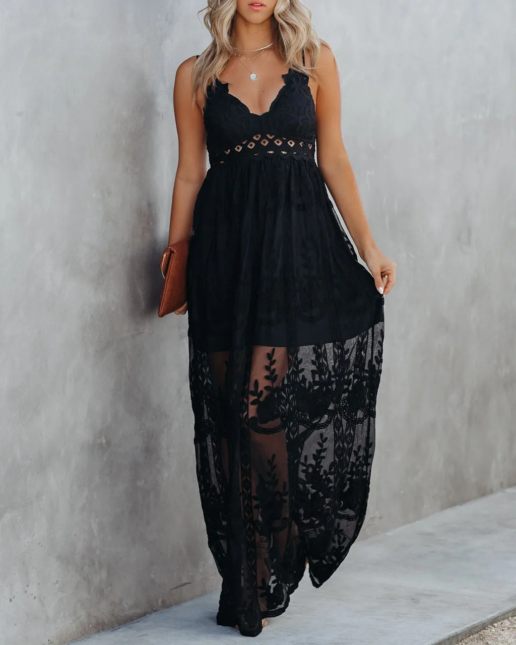 Invite Tranquility Lace Maxi Dress - Black - FINAL SALE