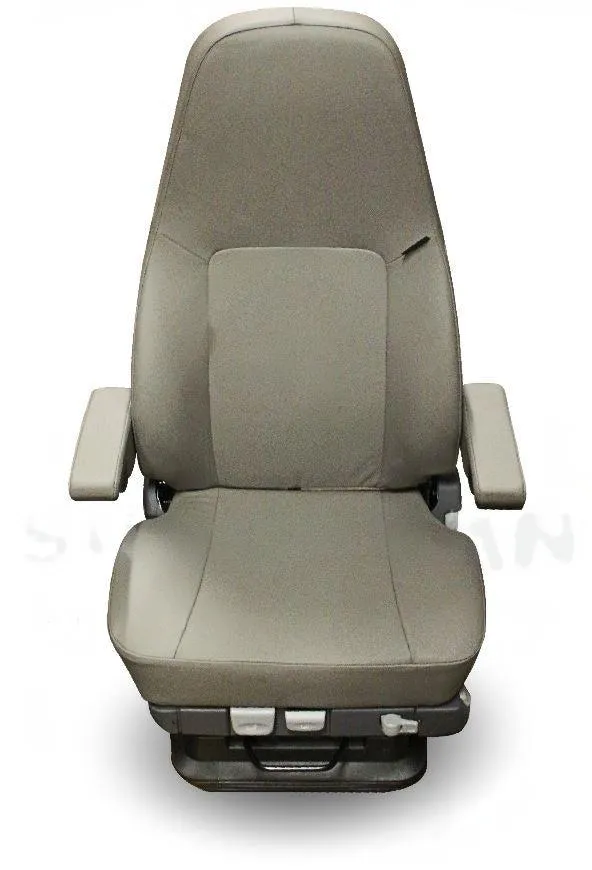 ISRI 5030/880 Premium Truck Seat in Gray Genuine Leather with Heat, Cooling, Swivel & Dual Arms - P/N 86774-128