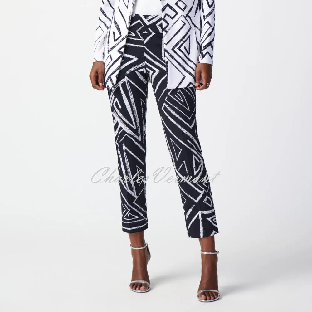 Joseph Ribkoff Geometric Print Trouser  - Style 241271 (Midnight Blue / Vanilla)