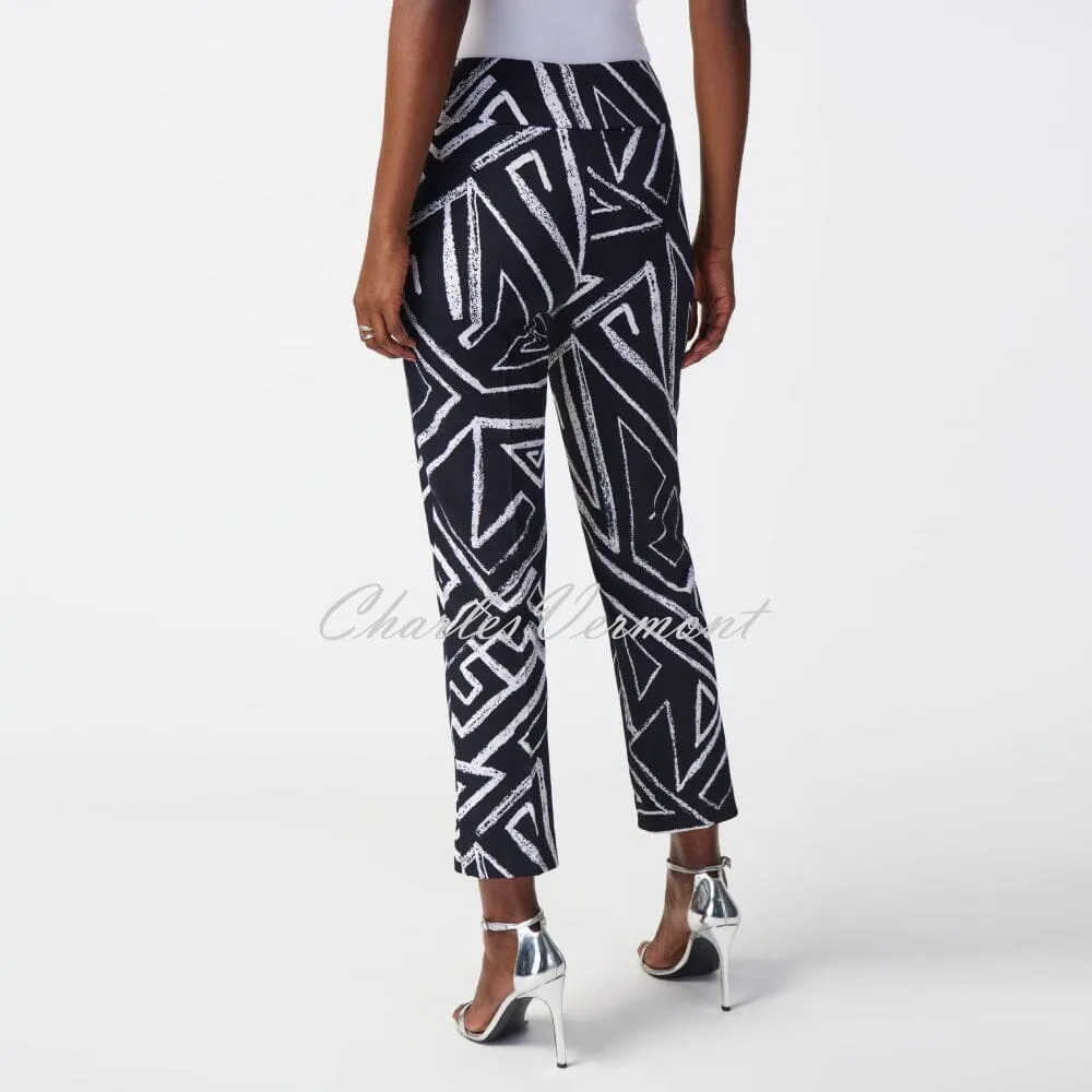 Joseph Ribkoff Geometric Print Trouser  - Style 241271 (Midnight Blue / Vanilla)