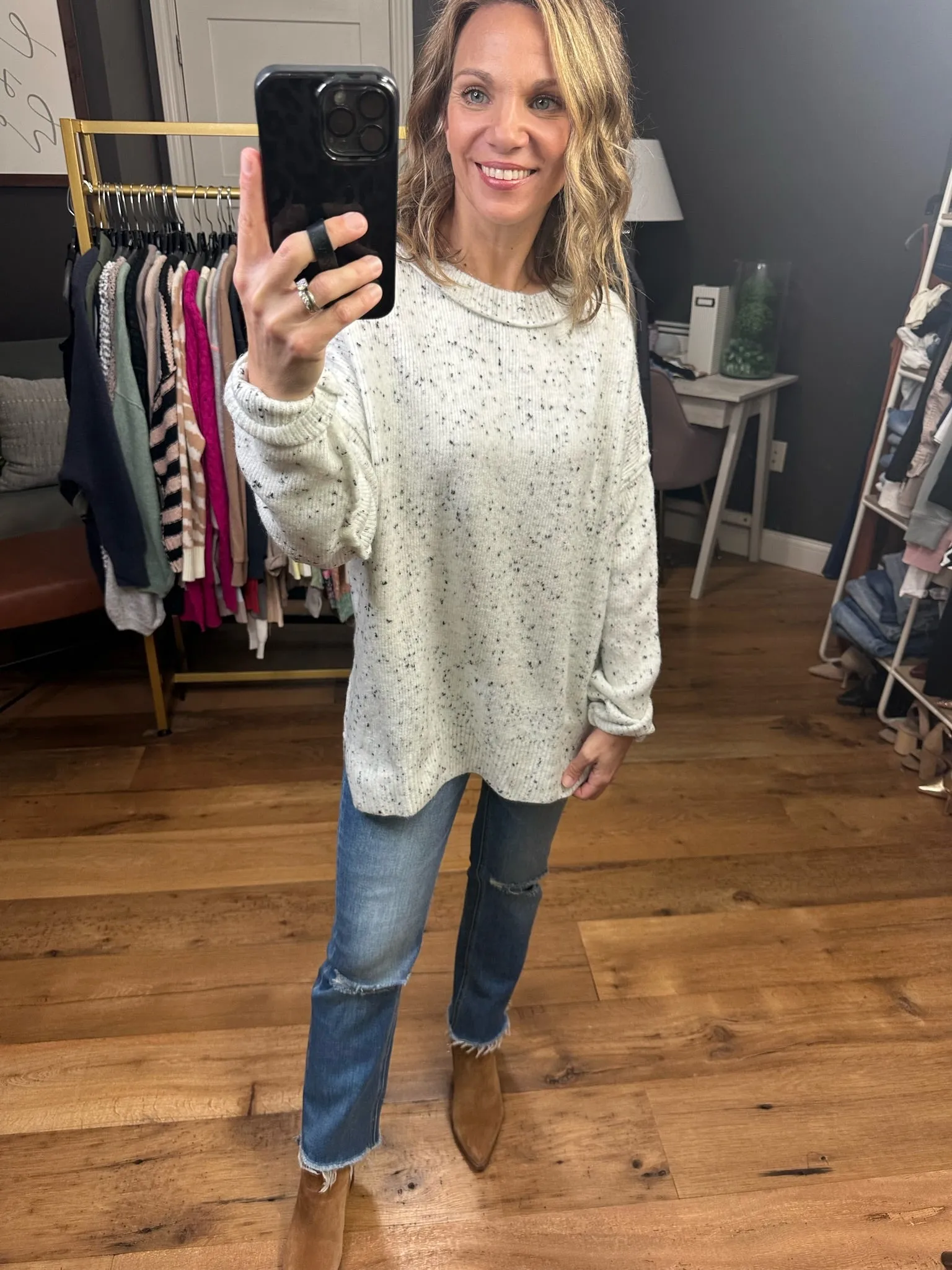 Just My Type Speckled Knit Sweater - Ivory