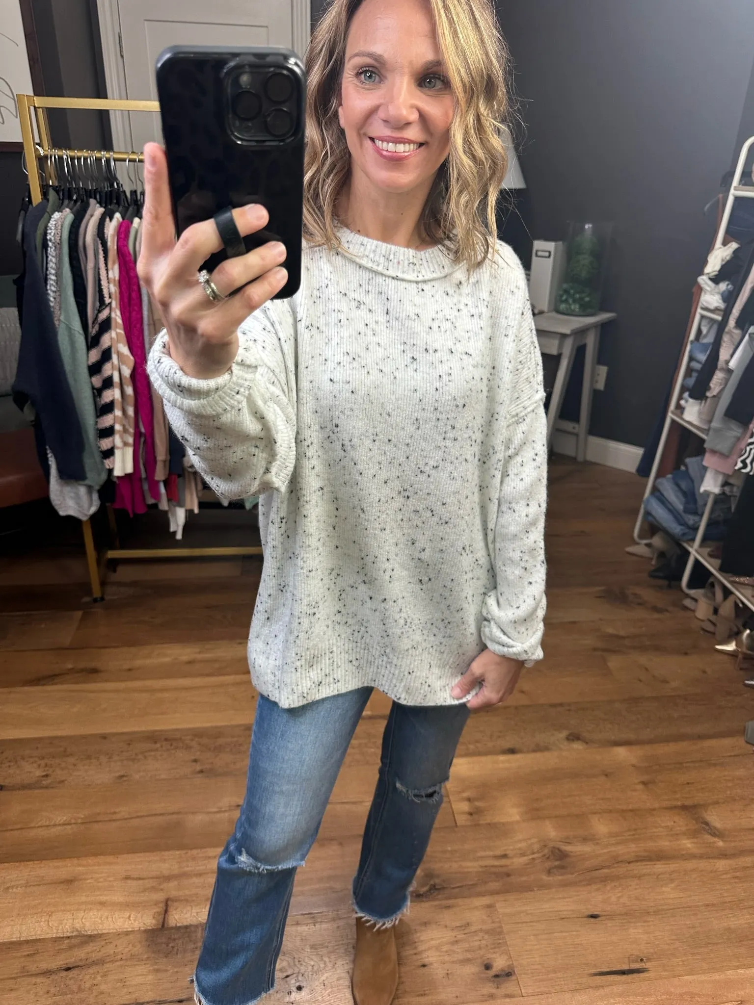 Just My Type Speckled Knit Sweater - Ivory