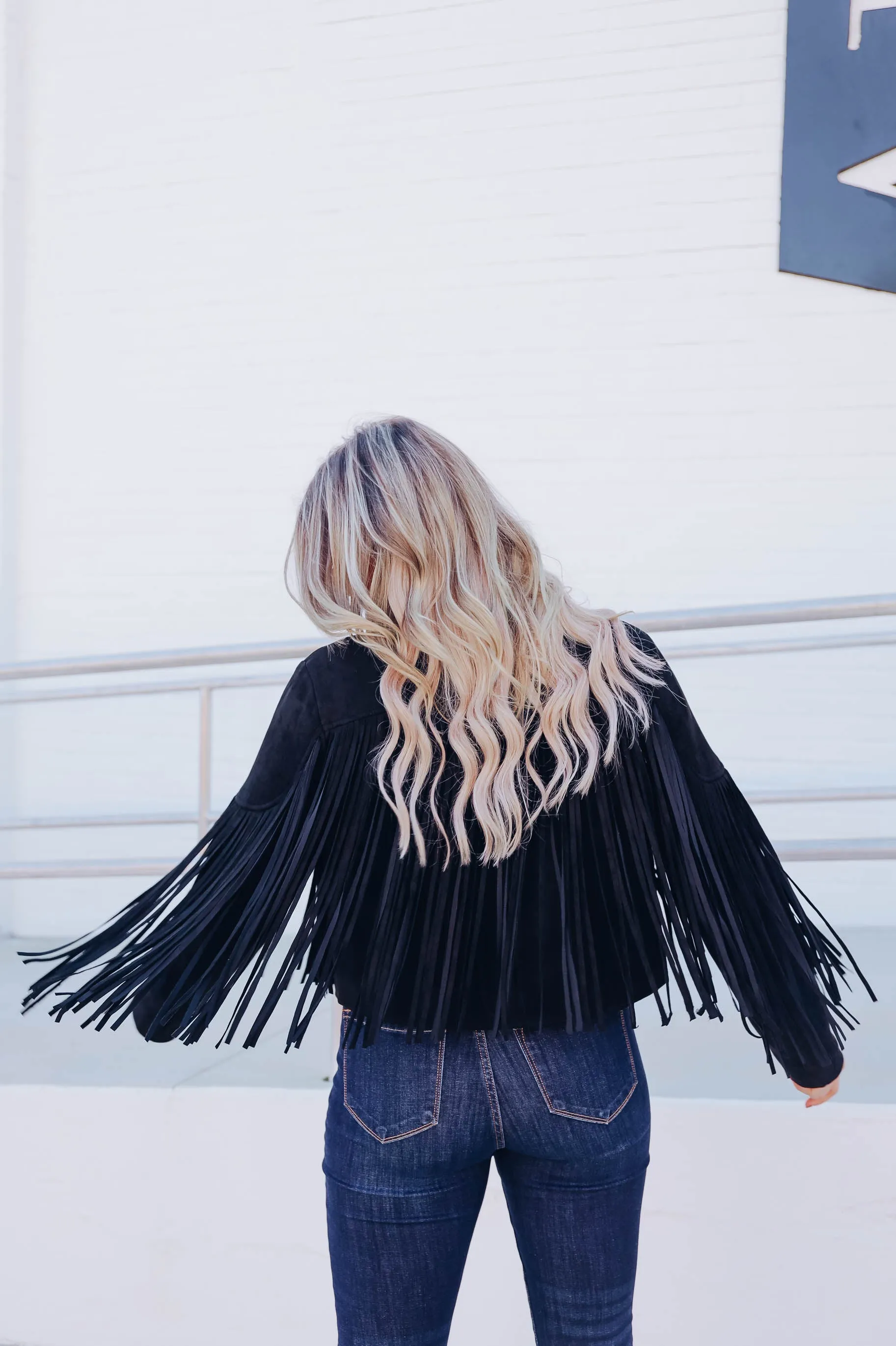 Kayden Faux Suede Fringe Jacket - Black