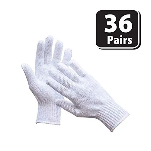 Knit Cotton Work Gloves, String Knit, Lightweight, White