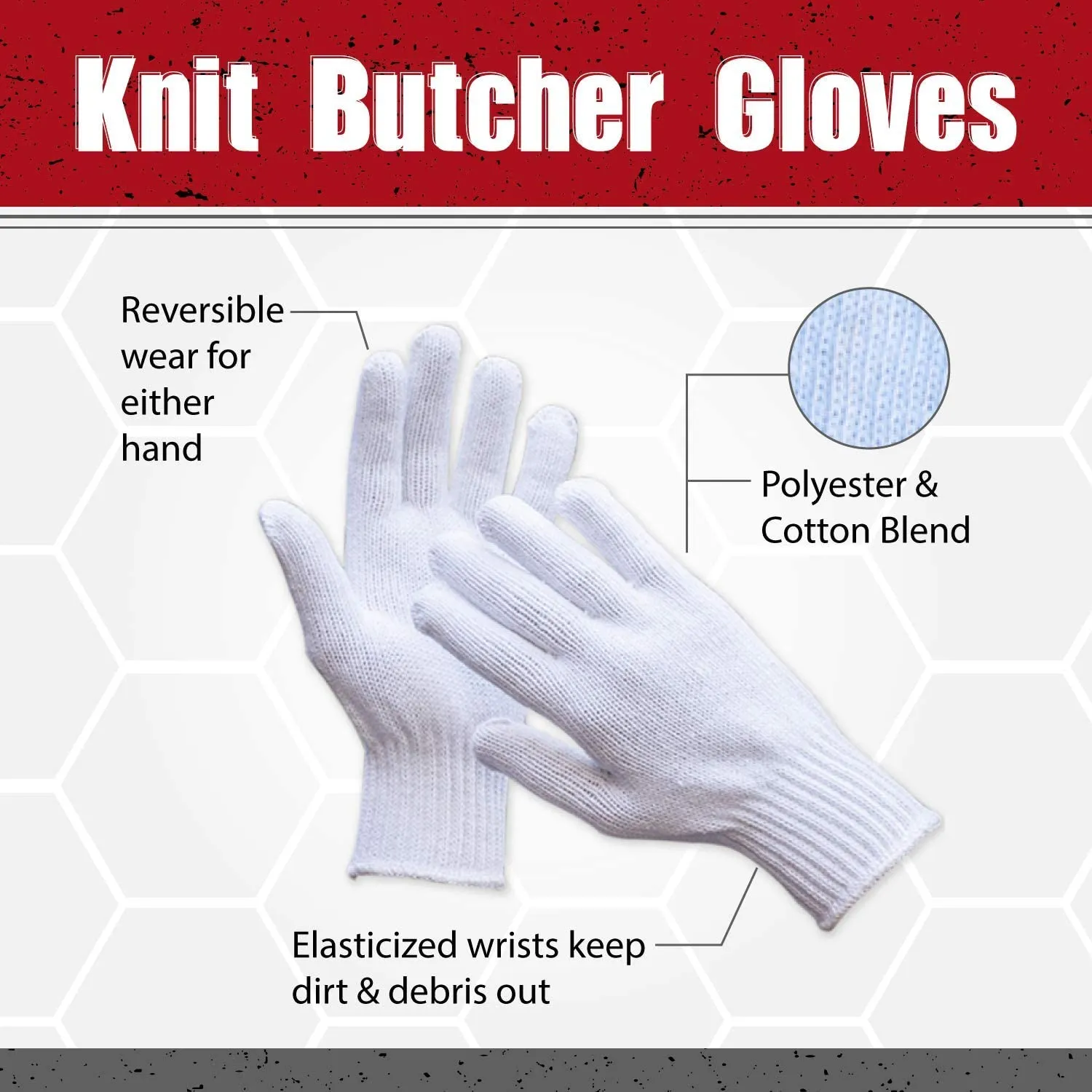 Knit Cotton Work Gloves, String Knit, Lightweight, White