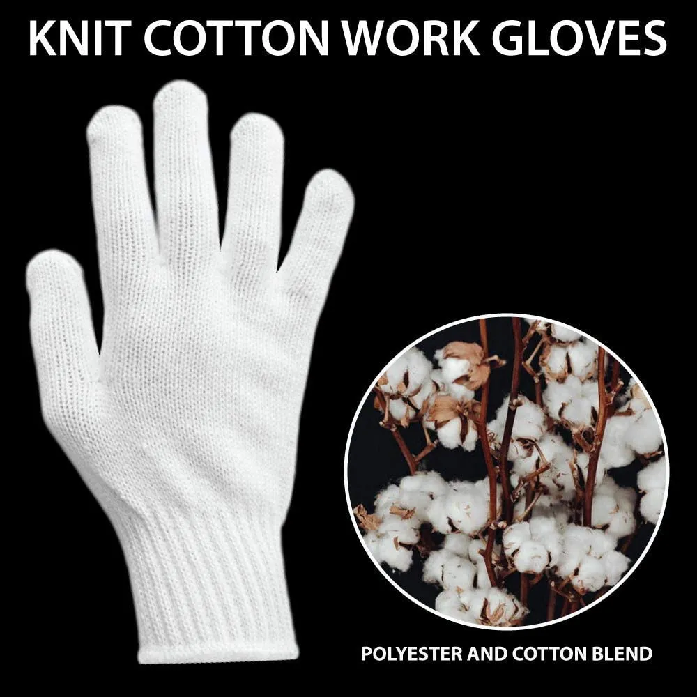 Knit Cotton Work Gloves, String Knit, Lightweight, White