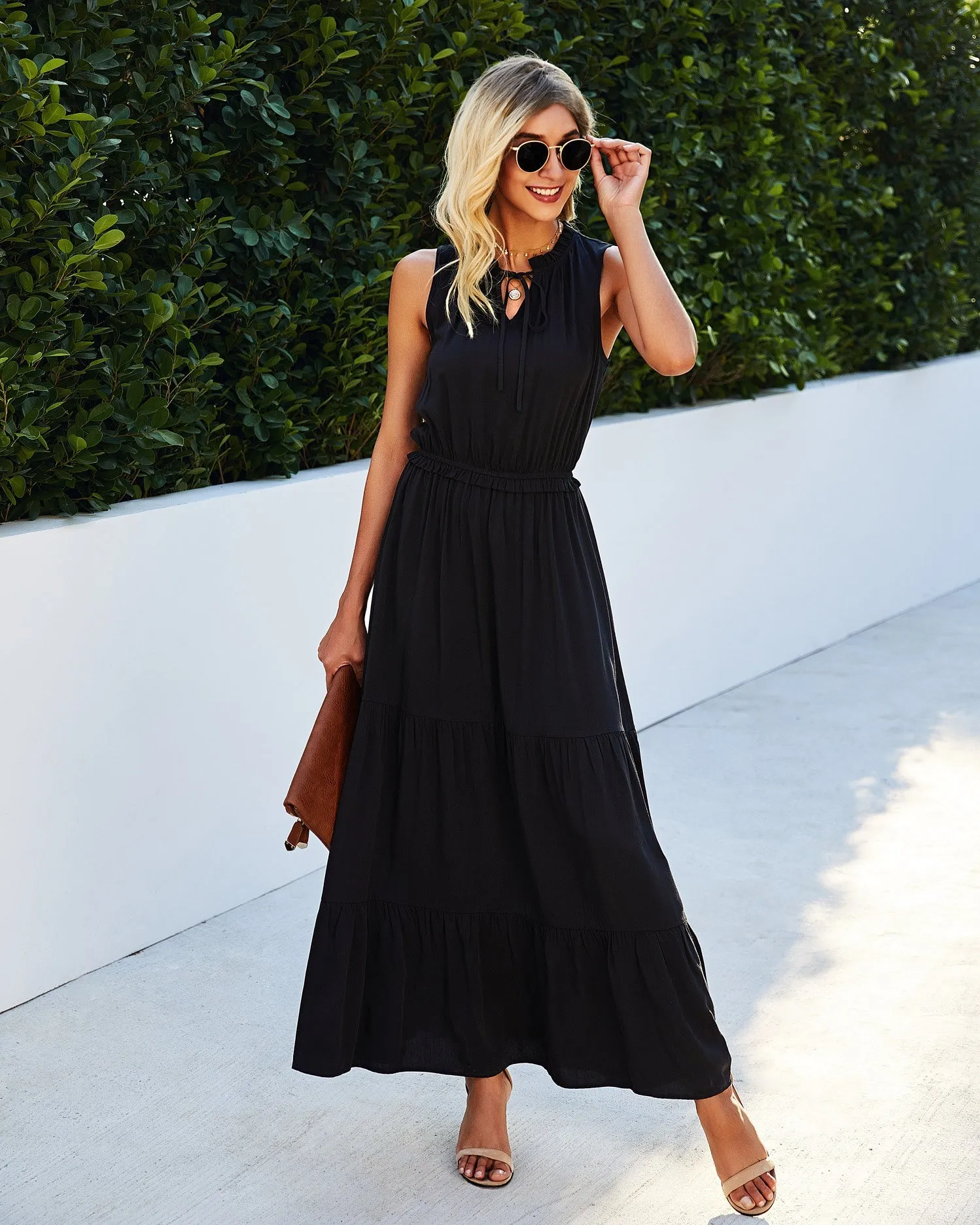 Kokomo Tiered Adjustable Maxi Dress - Black - FINAL SALE