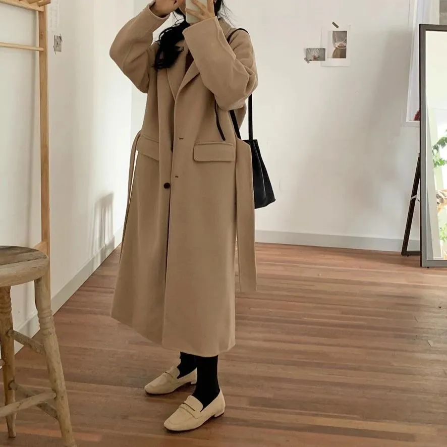 [Korean Style] Hennie Wool Blended Long Coat