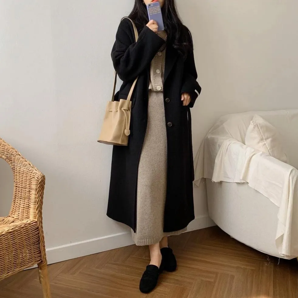 [Korean Style] Hennie Wool Blended Long Coat